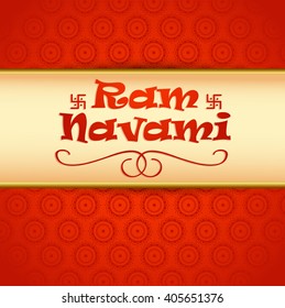 Vector illustration of stylish text with decorated background for Ram Navami festival with Lord Ram.