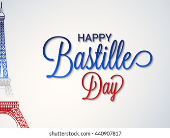 Vector illustration of a stylish text for France Bastille Day.