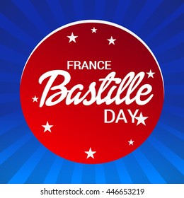 Vector illustration of a stylish text for France Bastille Day.