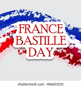 Vector illustration of a stylish text for France Bastille Day.