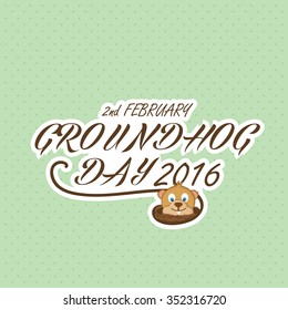 Vector Illustration of stylish text for Groundhog Day in yellow background.