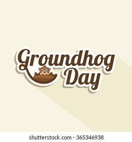 Vector Illustration of stylish text for Groundhog Day in yellow background.