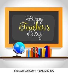 Vector illustration of a stylish text for Happy Teacher's Day.