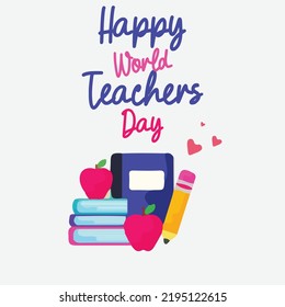 Vector Illustration Stylish Text Happy Teachers Stock Vector (Royalty ...