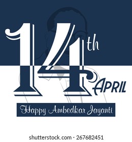 Vector illustration of stylish text for Happy Ambedkar Jayanti.