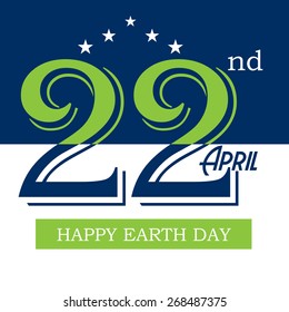 Vector illustration of stylish text for Happy Earth Day in white background.