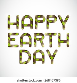 Vector illustration of stylish text for Happy Earth Day in gray background.