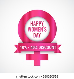 Vector illustration stylish text happy women's day and feminine symbol.