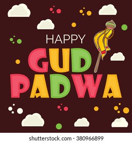 Vector illustration of a stylish Text for Happy Gudi Padwa.