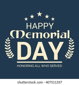Vector illustration of a stylish text for Happy Memorial Day.