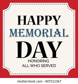 Vector illustration of a stylish text for Happy Memorial Day.
