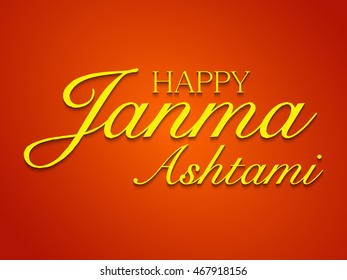 Vector illustration of a stylish text for Happy Krishna Janmashtami.