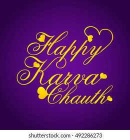 Vector illustration of a stylish text For indian festival Karva Chauth.