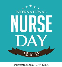 Vector illustration of stylish text for International Nurse Day with brown ribbon.