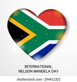 Vector illustration of a stylish text for International Nelson Mandela Day with heart.