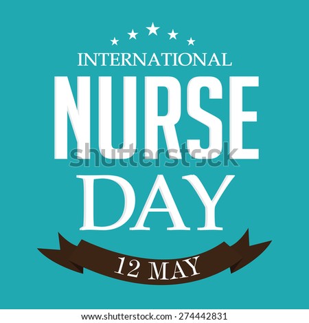 Vector illustration of stylish text for International Nurse Day with brown ribbon.