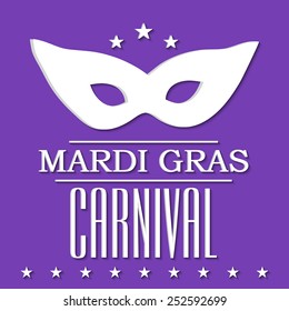 Vector illustration of stylish text for Mardi Gras with purple background.