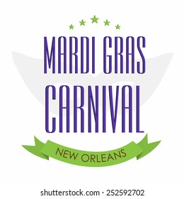 Vector illustration of stylish text for Mardi Gras with green ribbon in white background.