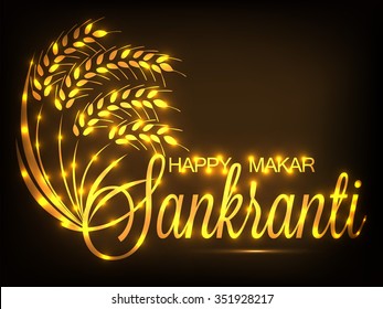 Vector illustration of stylish text on beautiful background for Makar Sankranti.