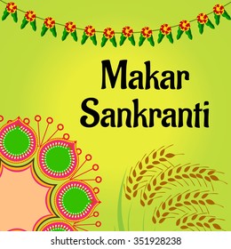 Vector illustration of stylish text on beautiful background for Makar Sankranti.