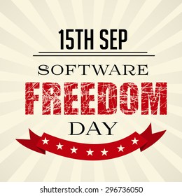 Vector illustration of stylish text with ribbon for Software Freedom Day.