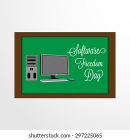 Vector illustration of a stylish text for Software Freedom day.