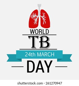 Ilustración vectorial de texto con estilo para el Día Mundial de la Tuberculosis con cinta en fondo gris.
