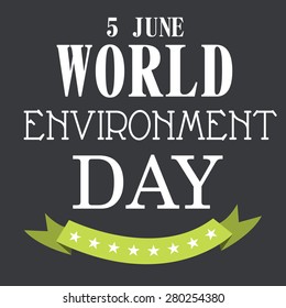 Vector illustration of stylish text for World Environment Day with Green ribbon.