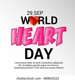 Vector illustration of a stylish text for World Heart Day Background.