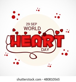 Vector illustration of a stylish text for World Heart Day Background.