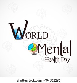 Vector illustration of a stylish text for World Mental Health Day.