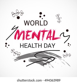 Vector illustration of a stylish text for World Mental Health Day.