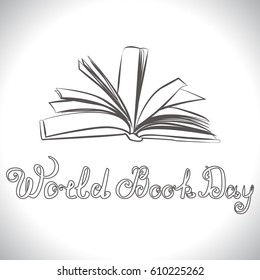 Vector illustration of stylish text for World Book And Copyright Day.