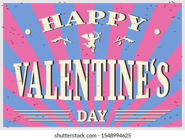 Vector illustration of stylish valentines day greeting card template with lettering typography text sign,