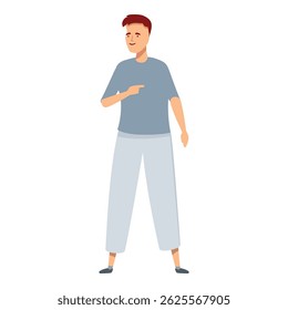 Vector illustration of a stylish young man confidently posing with a hand gesture on a white background