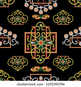 Vector Illustration of stylized, abstract, coral, bright colourful,  jewel, mongolian, jewel
