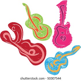 vector illustration of stylized abstract guitars