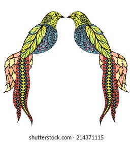 Vector illustration with stylized birds. 