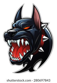 Vector illustration of stylized black dog head.