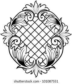 Vector illustration of stylized blazon with acanthus