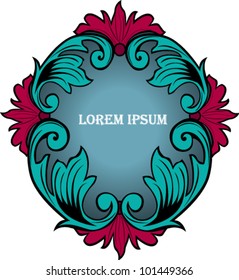 Vector illustration of stylized blazon with colored acanthus