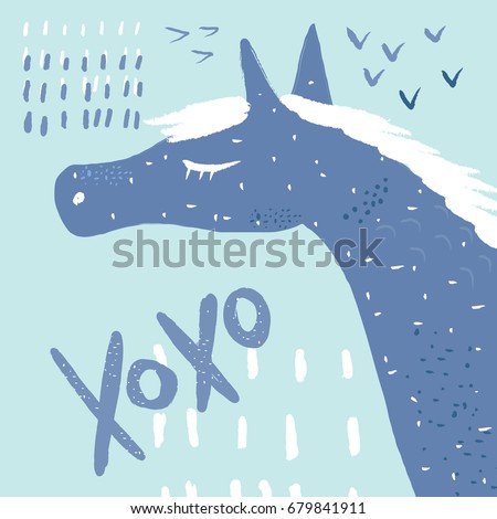 Vector illustration of a stylized blue horse.