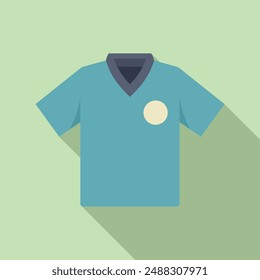 Vector illustration of a stylized blue polo shirt with a collar and button on a pastel background