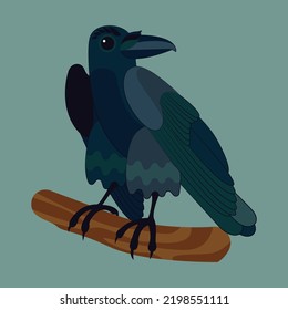 vector illustration of a stylized bright raven