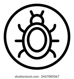 Vector illustration of a stylized bug icon in black and white, suitable for web and print