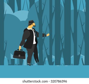 vector illustration stylized businessman character in different situations Business