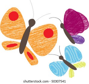 vector illustration of stylized butterflies