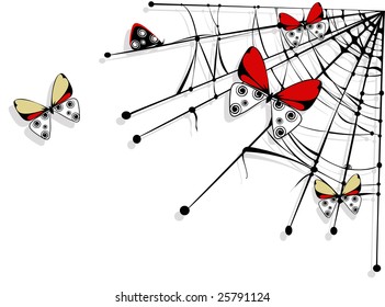 Vector illustration of stylized butterflies for design