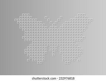 Vector illustration of stylized butterfly, white squares