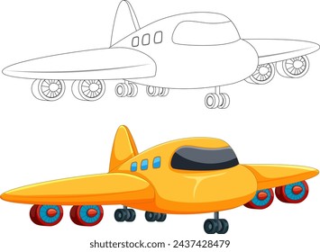 Vector illustration of a stylized cartoon airplane